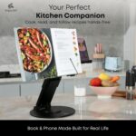 3-in-1 Adjustable Laptop Stand, Book Stand, & Phone Holder – Luxury 360° Rotating Display for All Laptops – 2–21″ Height for Ergonomics – Office Desk Accessories – Patented – Sky Black