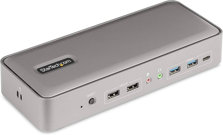 StarTech.com Dual-Laptop USB-C KVM Docking Station, Dual Monitor 4K 60Hz DisplayPort Dock, 5-Port USB Hub, GbE, 90W/45W Power Delivery to Two Laptops, Windows/Mac, 2-Host KVM Dock, TAA