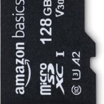 Amazon Basics Micro SDXC Memory Card with Full Size Adapter, A2, U3, Read Speed up to 100 MB/s, 128 GB, Black