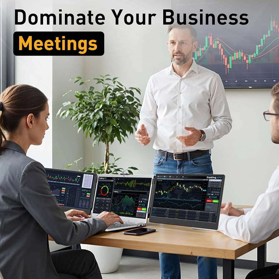 KEFEYA Laptop Screen Extender, 14.2″ Portable Triple Monitor for Laptop with Full HD IPS Display, Monitor Extender Compatible with Mac, Windows, Chrome, Fits 13-17 Inch Laptops