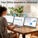 KEFEYA Laptop Screen Extender, 14.2″ Portable Triple Monitor for Laptop with Full HD IPS Display, Monitor Extender Compatible with Mac, Windows, Chrome, Fits 13-17 Inch Laptops