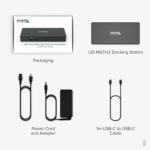 Plugable USB-C Docking Station Dual 4K 60Hz HDMI, 65W Charging, Gigabit Ethernet, 1x USB-C 5Gbps, 3X USB-A, Audio, Windows/ChromeOS, USB-C/USB4/Thunderbolt, Driverless (UD-MSTH2)