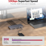 AV Access Docking Station 3 Monitors, 8K@30Hz Single Display, Triple 4K Display (2DP/1HDMI), USB-C Dock with 100W Laptop Charging, 10Gbps USB-C/A, Ethernet, Audio, SD, for MacBook/Chrome/Dell/HP