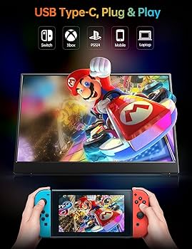 VILVA Portable-Monitor-for-Laptop – 15.6” 1080P FHD IPS Display USB-C HDMI Portable Monitor for Laptop with Cover and Speakers External Monitor for Laptop/PC/Mac/Phone/Xbox Switch/PS4/