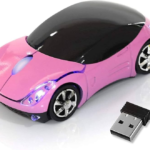 Pink Wireless Car Mouse – 2.4G Wireless with USB Receiver, Optical Mouse for PC, Laptop, Tablet – Win XP/Vista/7/ME/2000/Mac OS Pink Mouse for Her for Christmas
