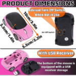 Pink Wireless Car Mouse – 2.4G Wireless with USB Receiver, Optical Mouse for PC, Laptop, Tablet – Win XP/Vista/7/ME/2000/Mac OS Pink Mouse for Her for Christmas