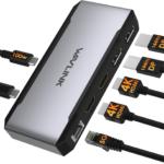 USB C Docking Station Dual HDMI, WAVLINK 4 Monitor Docking Station with Dual DP, Dual HDMI, 100W PD in, 5G Ethernet Port for Dell/HP/Lenovo etc, Windows Systerm Computer Only – Host USB3.2 Required