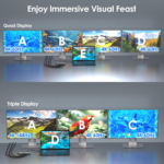 USB C Docking Station Dual HDMI, WAVLINK 4 Monitor Docking Station with Dual DP, Dual HDMI, 100W PD in, 5G Ethernet Port for Dell/HP/Lenovo etc, Windows Systerm Computer Only – Host USB3.2 Required