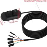 PC Power Button with 1.8m/5.9ft Cable, Black Desktop Computer External Supply Switch PC Power Button Splitter (Adapter Connector Not Included) for Computer Motherboard