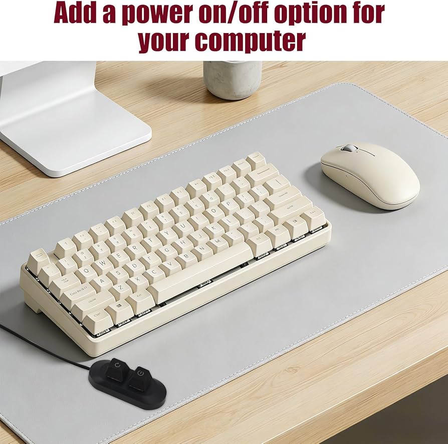 PC Power Button with 1.8m/5.9ft Cable, Black Desktop Computer External Supply Switch PC Power Button Splitter (Adapter Connector Not Included) for Computer Motherboard