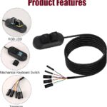 PC Power Button with 1.8m/5.9ft Cable, Black Desktop Computer External Supply Switch PC Power Button Splitter (Adapter Connector Not Included) for Computer Motherboard