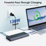 WAVLINK USB C Docking Station Triple Display Dual Monitor, USB Type C to Dual HDMI Dock, 2 HDMI, DisplayPort, 100W PD3.0 for Laptop, Ethernet, 4 USB 3.0, 2 USB C, Audio