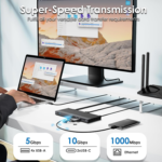 WAVLINK USB C Docking Station Triple Display Dual Monitor, USB Type C to Dual HDMI Dock, 2 HDMI, DisplayPort, 100W PD3.0 for Laptop, Ethernet, 4 USB 3.0, 2 USB C, Audio