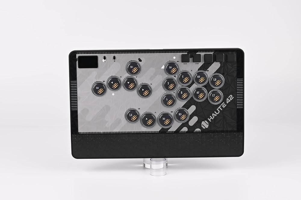 SIXSIR Haute42 Leverless Controller for Arcade Gaming: CAT with 3-Stage Adjustable Buttons & Interchangeable Metal Faceplates for PC/PS4/PS3/Switch/Xbox(Black)