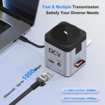 USB C Laptop Docking Station with MagSafe Charger Stand, 9 in 1 USB C Hub Multiport Adapter with 4K HDMI, 1Gbps Ethernet, 3 USB 3.0, SD/TF, Compatible with MacBook/Dell/HP/Lenovo/iPhone (Silver Gray)