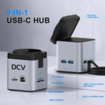 USB C Laptop Docking Station with MagSafe Charger Stand, 9 in 1 USB C Hub Multiport Adapter with 4K HDMI, 1Gbps Ethernet, 3 USB 3.0, SD/TF, Compatible with MacBook/Dell/HP/Lenovo/iPhone (Silver Gray)