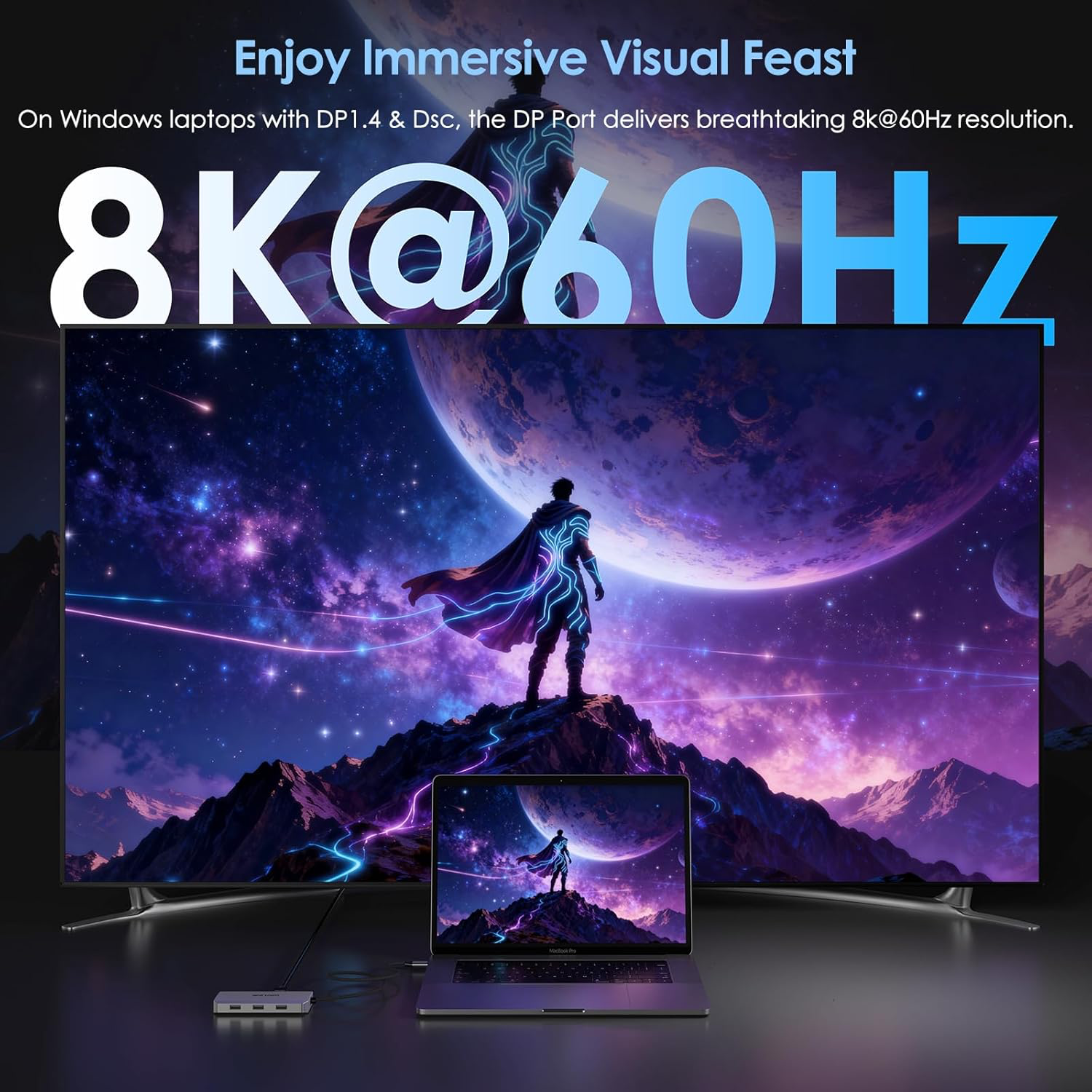 Laptop Docking Station, WAVLINK Quad Monitor Docking Station with Dual DP, HDMI, VGA, 100W PD in, 3* USB-A2.0 for Wireless Device, Compatible with Dell/HP/Lenovo etc, Windows Systerm Computer Only