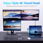 Laptop Docking Station, WAVLINK Quad Monitor Docking Station with Dual DP, HDMI, VGA, 100W PD in, 3* USB-A2.0 for Wireless Device, Compatible with Dell/HP/Lenovo etc, Windows Systerm Computer Only