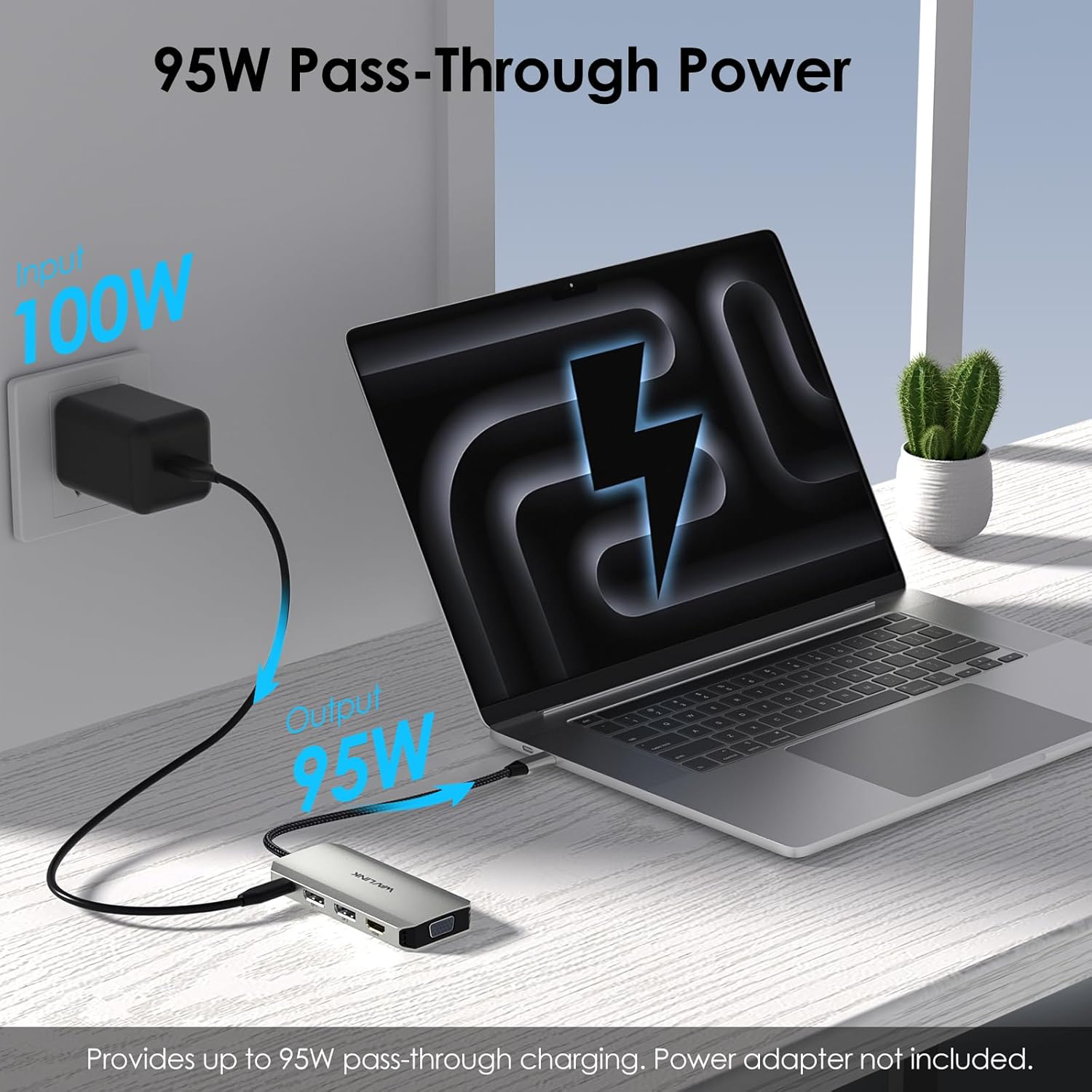 Laptop Docking Station, WAVLINK Quad Monitor Docking Station with Dual DP, HDMI, VGA, 100W PD in, 3* USB-A2.0 for Wireless Device, Compatible with Dell/HP/Lenovo etc, Windows Systerm Computer Only