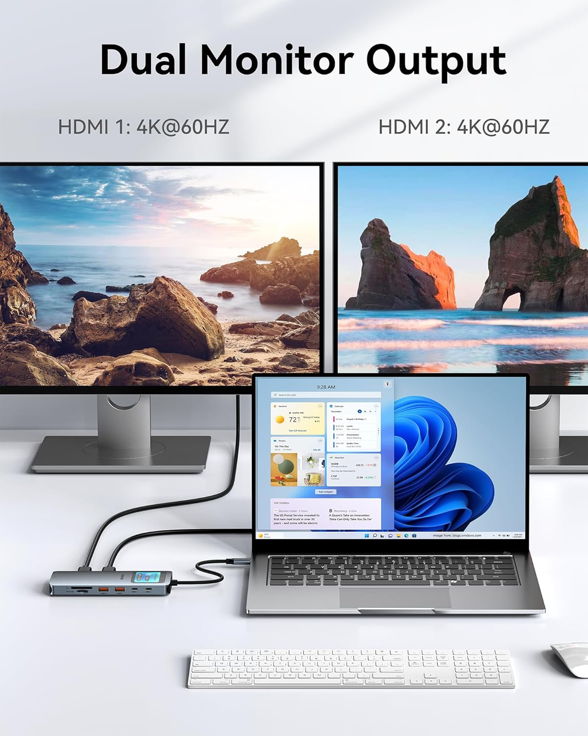 MOKiN LED Docking Station,12 in 1 Laptop Docking Station Dual Monitor 8K@30Hz,USB C Docking Station with 2 HDMI,PD 100W,2500Mbps LAN,5 * 10Gbps USB Ports,SD/TF Card Reader for MacBook/Dell/HP/Lenovo