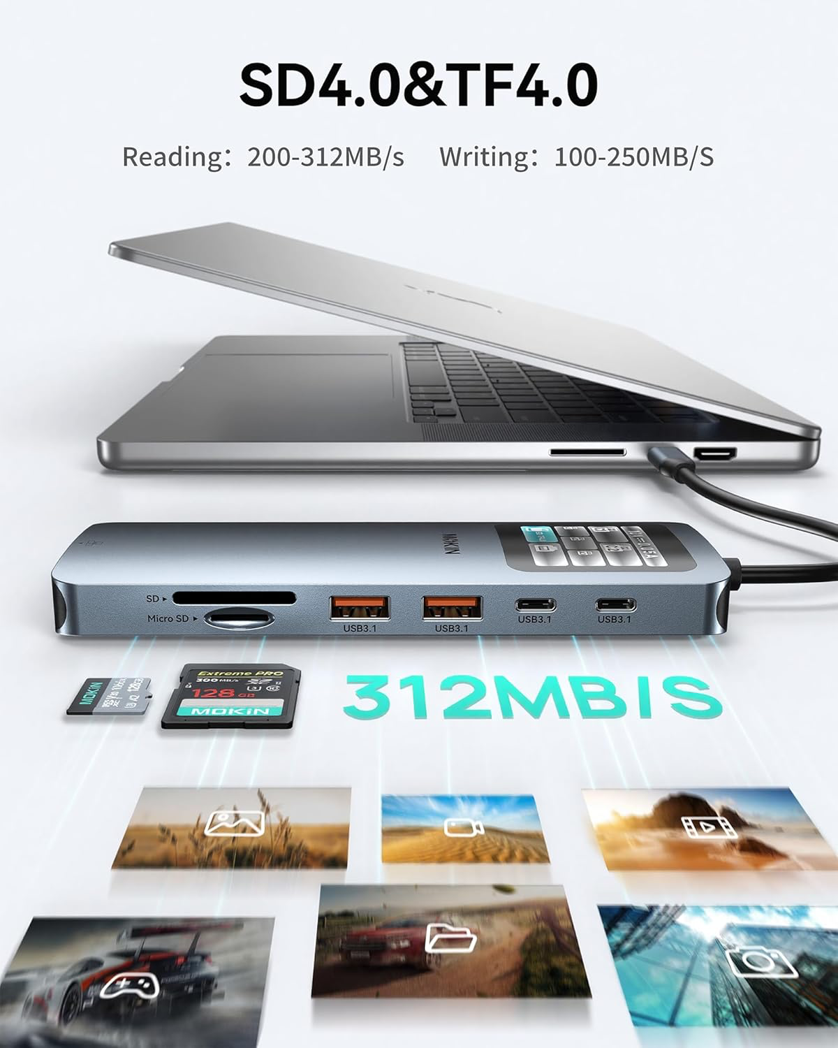 MOKiN LED Docking Station,12 in 1 Laptop Docking Station Dual Monitor 8K@30Hz,USB C Docking Station with 2 HDMI,PD 100W,2500Mbps LAN,5 * 10Gbps USB Ports,SD/TF Card Reader for MacBook/Dell/HP/Lenovo