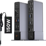 TobenONE USB C Docking Station 3 Monitors, 18-in-1 Triple 4K Display, 150W Power Adapter with 20W Fast Charging, 8 USB Ports up to 10Gbps, 2 HDMI/DP/USB C, for Windows/Chrome OS