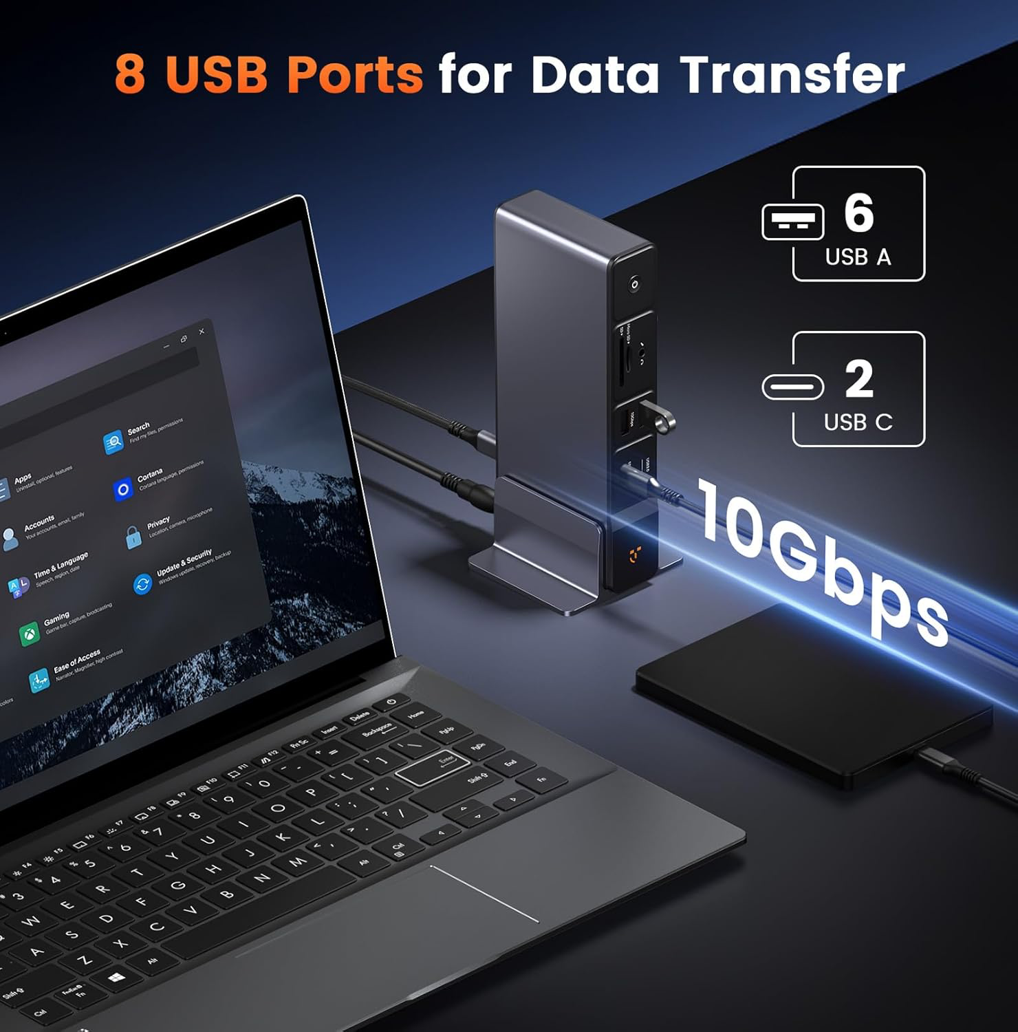TobenONE USB C Docking Station 3 Monitors, 18-in-1 Triple 4K Display, 150W Power Adapter with 20W Fast Charging, 8 USB Ports up to 10Gbps, 2 HDMI/DP/USB C, for Windows/Chrome OS