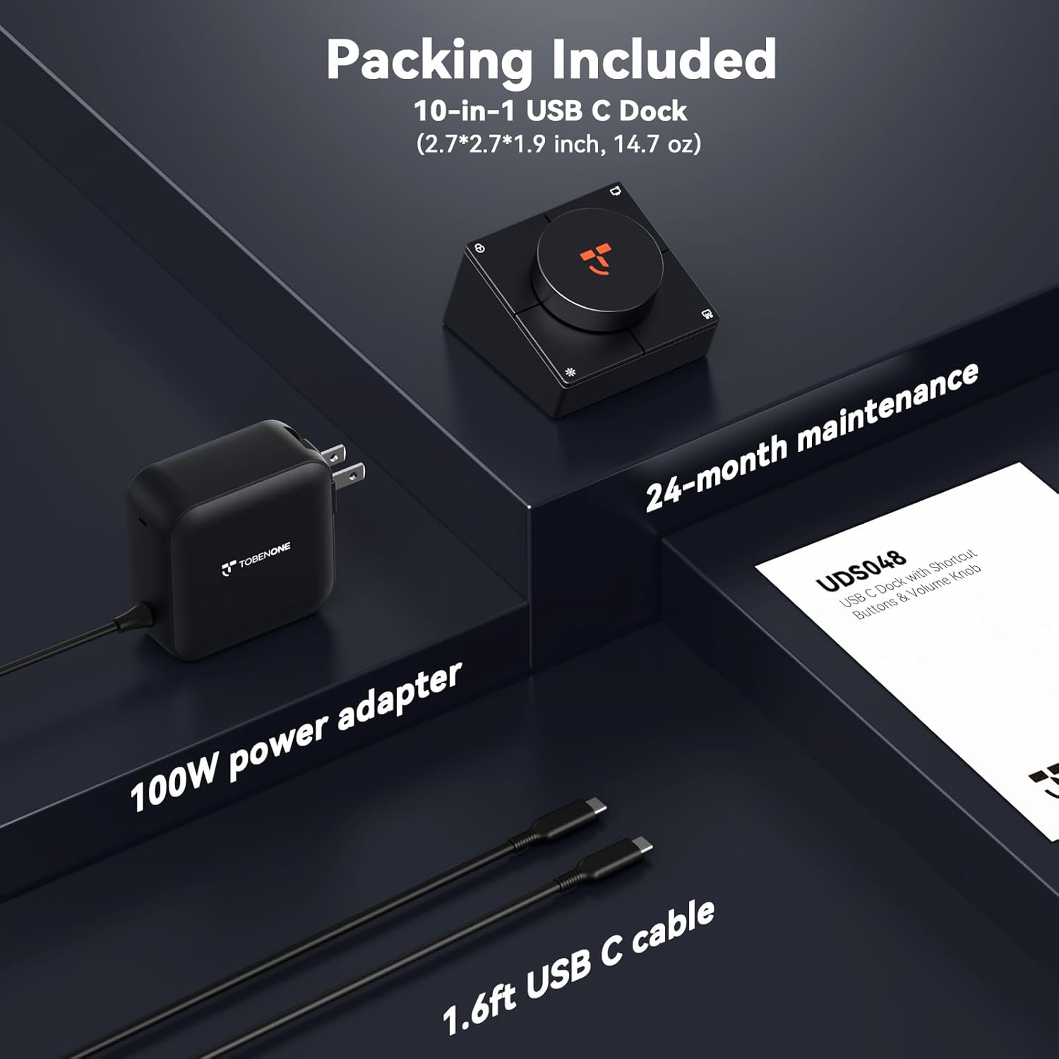 TobenONE 10-in-1 Shortcut-Key Docking Station with 4 Shortcut Button and Volume Knob, USB C Dock with 4K@60Hz HDMI, 100W PD, 3 USB, Ethernet, Audio, SD/microSD for MacBook, Windows, Chrome, Mac mini