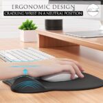 MROCO Ergonomic Mouse Pad with Gel Wrist Rest, Smooth Wrist Support Surface, Non-Slip PU Base for Pain Relief, Comfortable Mousepad for Computer, Laptop, Office & Home, 9.4 x 8.1 in, Black