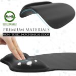 MROCO Ergonomic Mouse Pad with Gel Wrist Rest, Smooth Wrist Support Surface, Non-Slip PU Base for Pain Relief, Comfortable Mousepad for Computer, Laptop, Office & Home, 9.4 x 8.1 in, Black