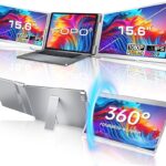 FOPO 15.6 Triple Laptop Screen Extender, Left Screen 360° Rotation Laptop Monitor Extender, Plug and Play Triplp Monitor for 13-17″ Laptops with USB-C/HDMI, for Windows/Mac(M1/M2/M3) Pro/Max – S10