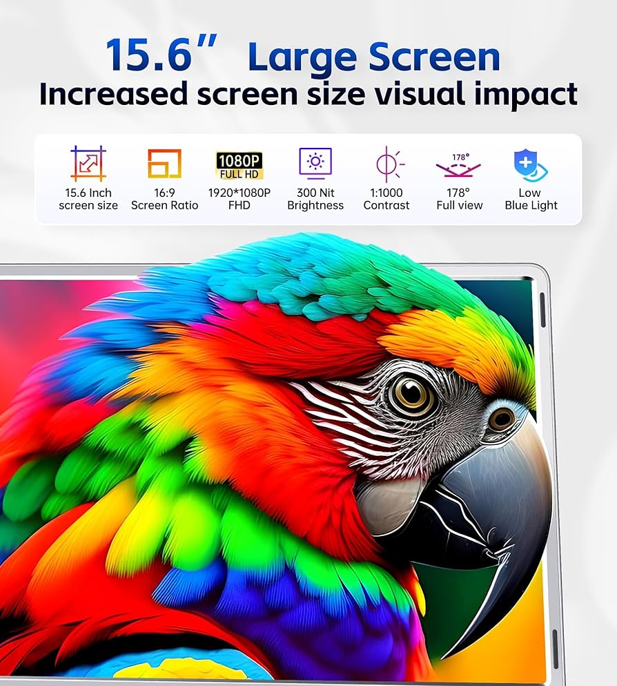 FOPO 15.6 Triple Laptop Screen Extender, Left Screen 360° Rotation Laptop Monitor Extender, Plug and Play Triplp Monitor for 13-17″ Laptops with USB-C/HDMI, for Windows/Mac(M1/M2/M3) Pro/Max – S10