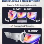 FOPO 15.6 Triple Laptop Screen Extender, Left Screen 360° Rotation Laptop Monitor Extender, Plug and Play Triplp Monitor for 13-17″ Laptops with USB-C/HDMI, for Windows/Mac(M1/M2/M3) Pro/Max – S10