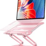 Urmust Laptop Stand for Desk Aluminum Computer Stand Riser Holder for Laptop Compatible with MacBook Air Pro, Dell, HP, Lenovo Samsung, Alienware All Laptops 11-15.6″(Pink)