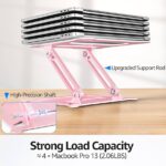 Urmust Laptop Stand for Desk Aluminum Computer Stand Riser Holder for Laptop Compatible with MacBook Air Pro, Dell, HP, Lenovo Samsung, Alienware All Laptops 11-15.6″(Pink)