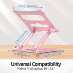 Urmust Laptop Stand for Desk Aluminum Computer Stand Riser Holder for Laptop Compatible with MacBook Air Pro, Dell, HP, Lenovo Samsung, Alienware All Laptops 11-15.6″(Pink)