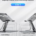 BENFEI Laptop Stand with USB C 6in1 Docking Station, HDMI 4K@60Hz,Gigabit Ethernet, 100W Power Delivery, 10Gbps 1*USB C 3.2 and 2*USB A 3.2 Compatible with MacBook Pro/Air, iPad Pro, XPS, Thinkpad