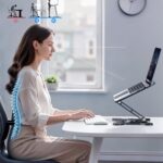 Adjustable Laptop Stand for Desk, 360° Rotating Base Ergonomic Computer Stand, Laptop Riser Foldable Protable for Office Home Fits Compatible with MacBook Pro/Air Notebook up to 10-16″ Black