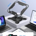 Adjustable Laptop Stand for Desk, 360° Rotating Base Ergonomic Computer Stand, Laptop Riser Foldable Protable for Office Home Fits Compatible with MacBook Pro/Air Notebook up to 10-16″ Black