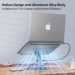 Adjustable Laptop Stand with 6-in-1 USB C Docking Station, 360° Rotation, 4K HDMI, USB3.0, PD100W, Compatible with MacBook Pro Air, Dell XPS, HP 10-16” – Gray