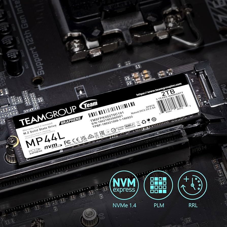 TEAMGROUP MP44L 500GB SLC Cache NVMe 1.4 PCIe Gen 4×4 M.2 2280 Laptop&Desktop SSD (R/W Speed up to 5000/2500MB/s) TM8FPK500G0C101