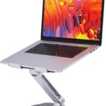Adjustable Laptop Stand for Desk, 360° Rotating Base Portable Laptop Stand, Aluminum Alloy Foldable Computer Printer Riser Holder for Office Home Fits MacBook Air Pro, HP (10-17.3”) – Silver
