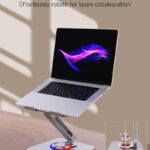Adjustable Laptop Stand for Desk, 360° Rotating Base Portable Laptop Stand, Aluminum Alloy Foldable Computer Printer Riser Holder for Office Home Fits MacBook Air Pro, HP (10-17.3”) – Silver