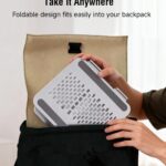 Adjustable Laptop Stand for Desk, 360° Rotating Base Portable Laptop Stand, Aluminum Alloy Foldable Computer Printer Riser Holder for Office Home Fits MacBook Air Pro, HP (10-17.3”) – Silver