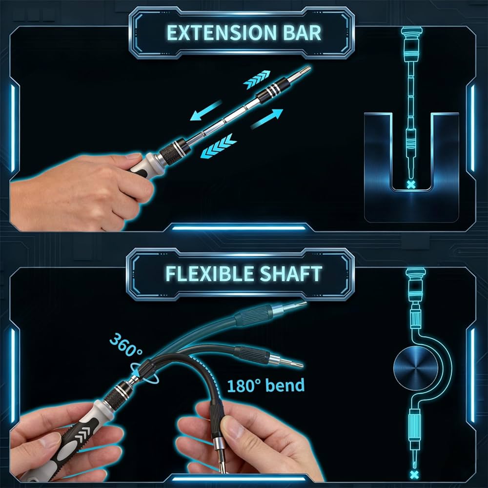 SHOWPIN 122 in 1 Precision Computer Screwdriver Kit, Laptop Screwdriver Sets with 101 Magnetic Drill Bits, Computer Accessories, Electronics Tool Kit Compatible for Tablet, PC, iPhone, PS4 Repair