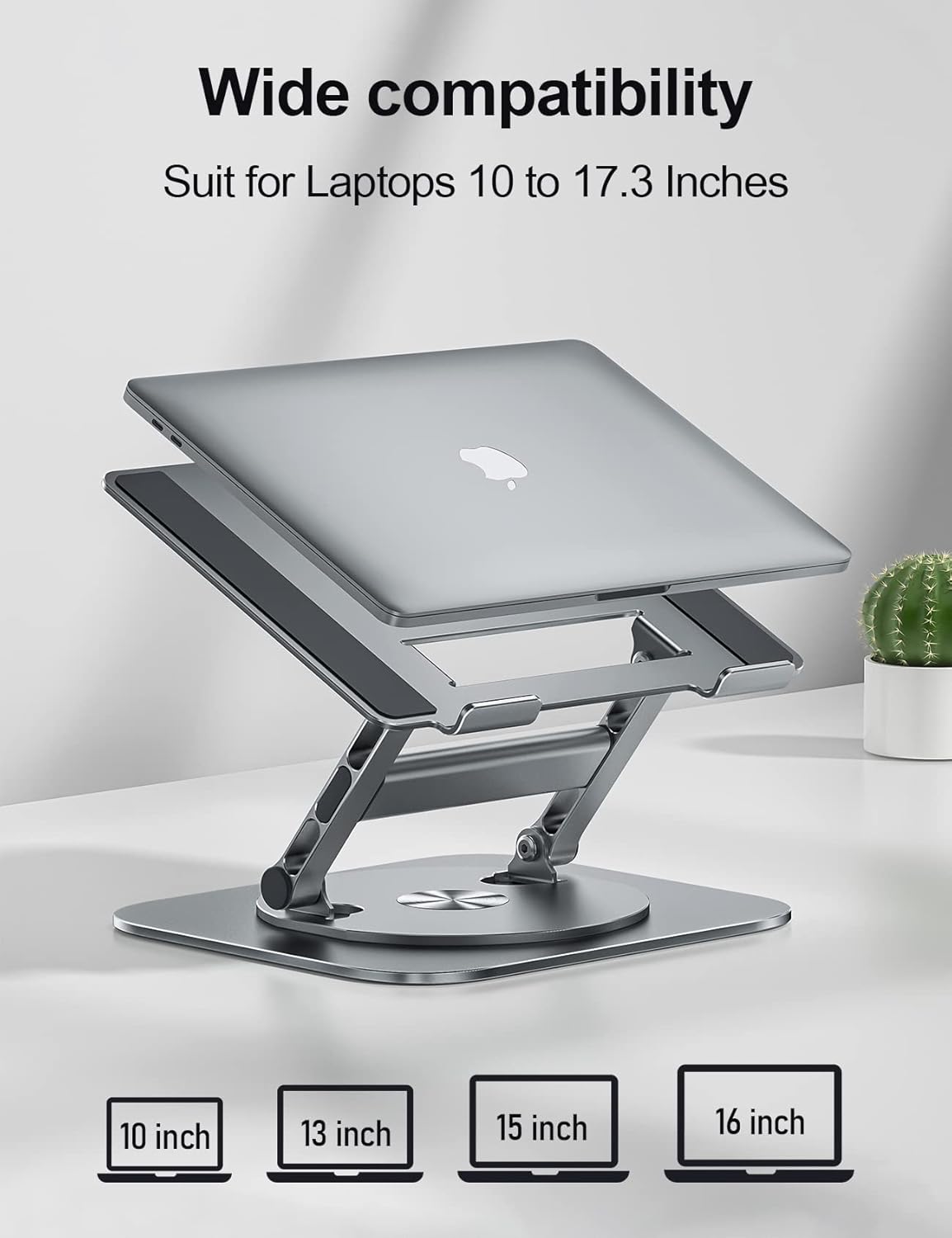 MCHOSE Laptop Stand, 360 Swivel Aluminum Computer Stand Ergonomic Laptop Riser Notebook Holder Compatible with 17 inch MacBook Air Pro, Dell XPS, HP, Lenovo More Laptops,Grey
