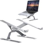 Adjustable Laptop Stand for Desk, Portable Laptop Riser, Ergonomic Computer Notebook Holder for MacBook Pro Air, Dell XPS, HP, Lenovo (13.3-17.3”) (Silver