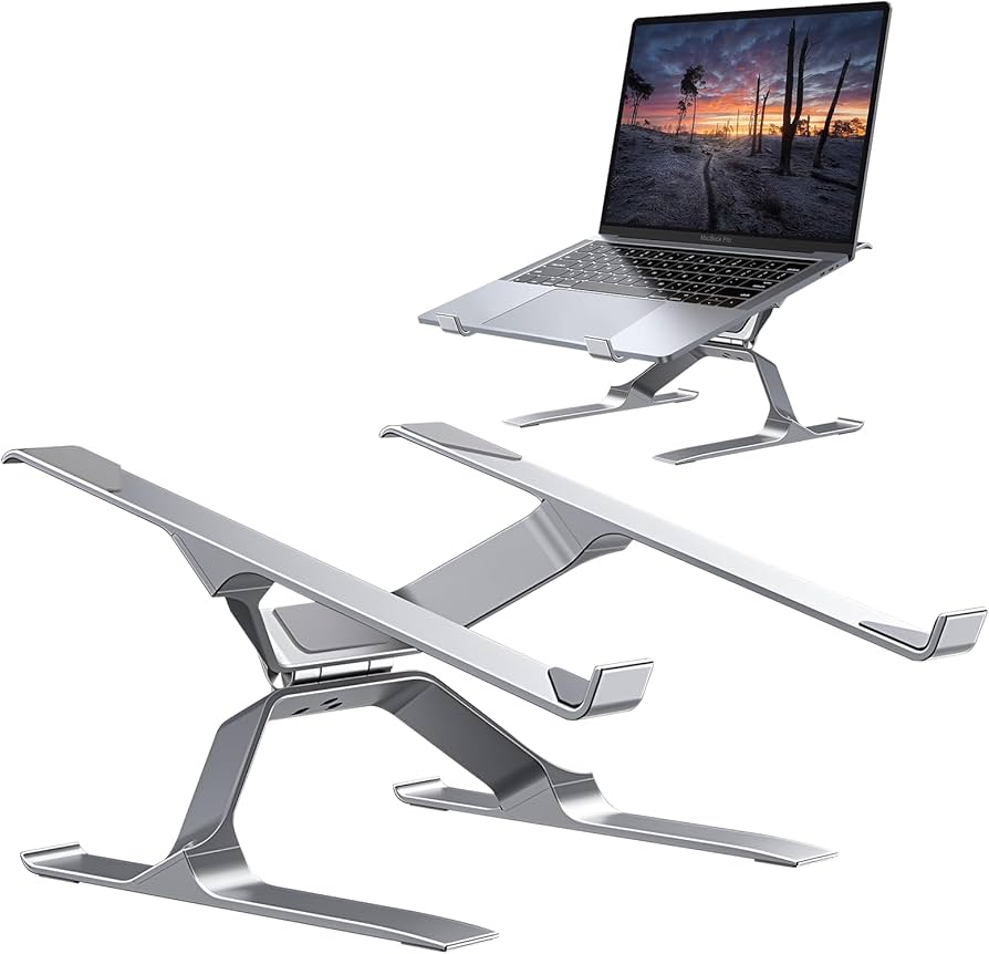 Adjustable Laptop Stand for Desk, Portable Laptop Riser, Ergonomic Computer Notebook Holder for MacBook Pro Air, Dell XPS, HP, Lenovo (13.3-17.3”) (Silver