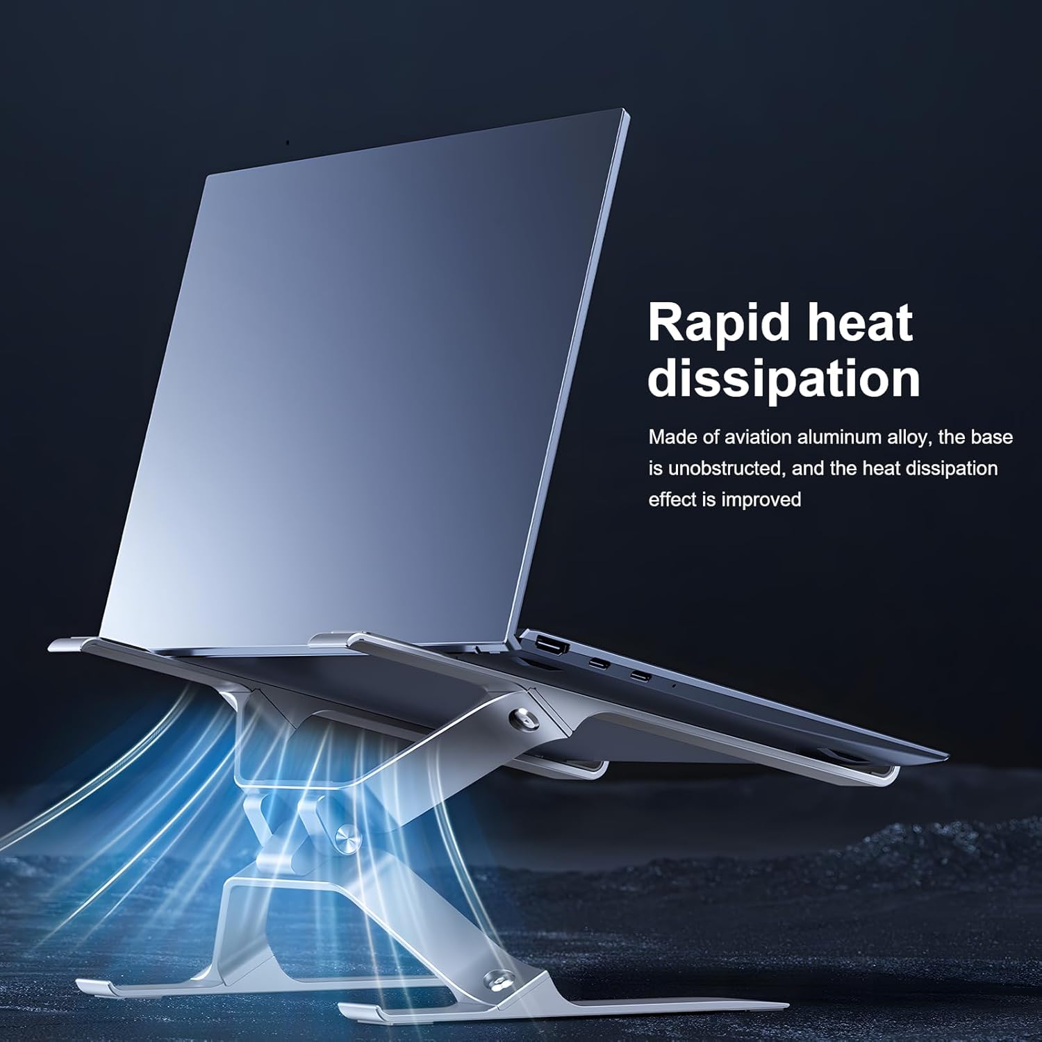 Adjustable Laptop Stand for Desk, Portable Laptop Riser, Ergonomic Computer Notebook Holder for MacBook Pro Air, Dell XPS, HP, Lenovo (13.3-17.3”) (Silver