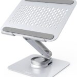 acer Laptop Stand for Desk – with 360 Swivel Base, Rotating Laptop Riser for Desk, Adjustable Computer Stand for Laptops, Ergonomic Riser Holder Foldable, Portable MacBook Pro Air (10-16″) – Silver